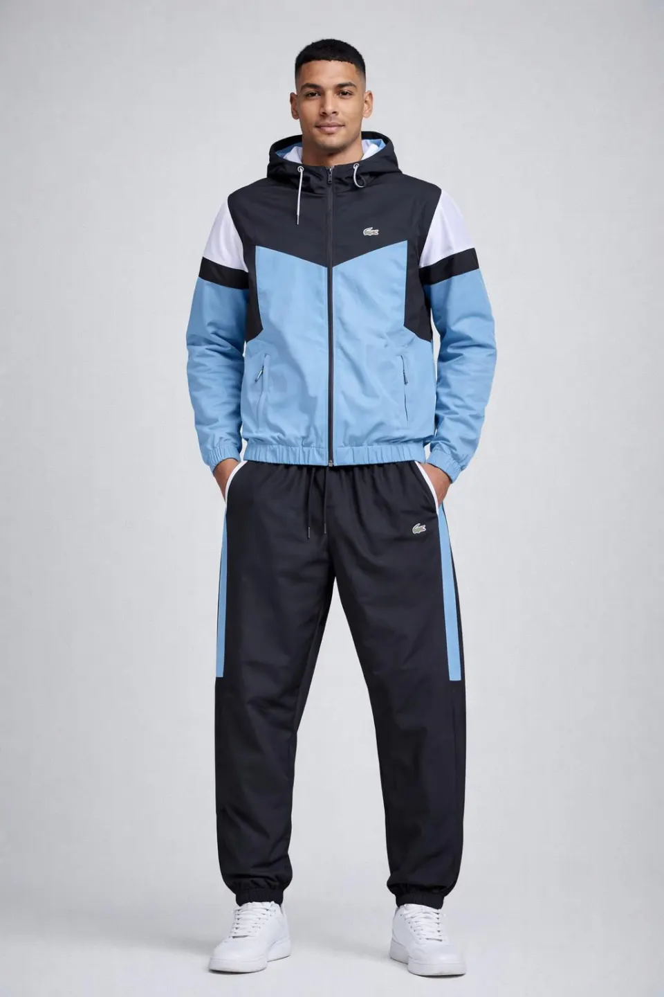 Chevron Colorblock Windbreaker — Blue