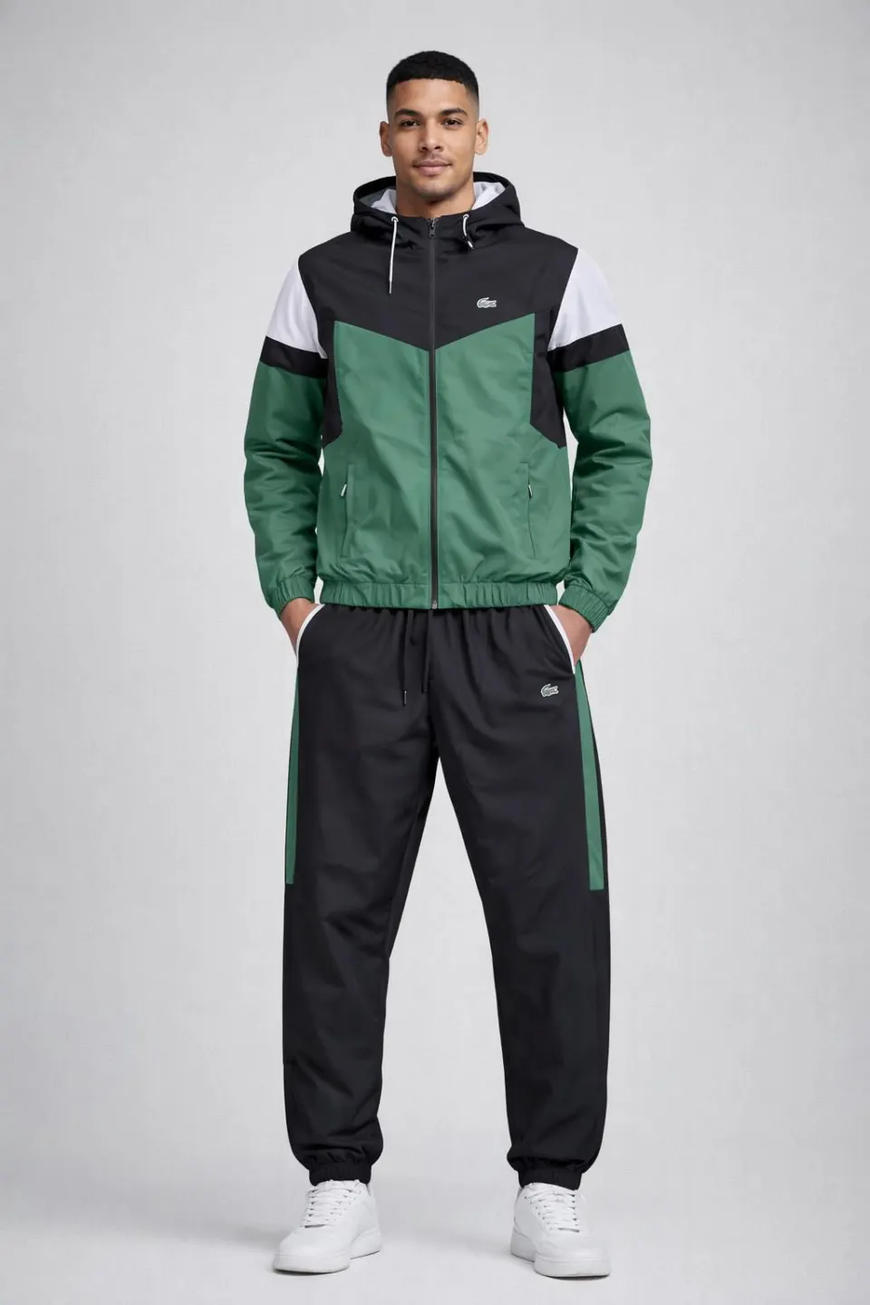 Chevron Colorblock Windbreaker — Green
