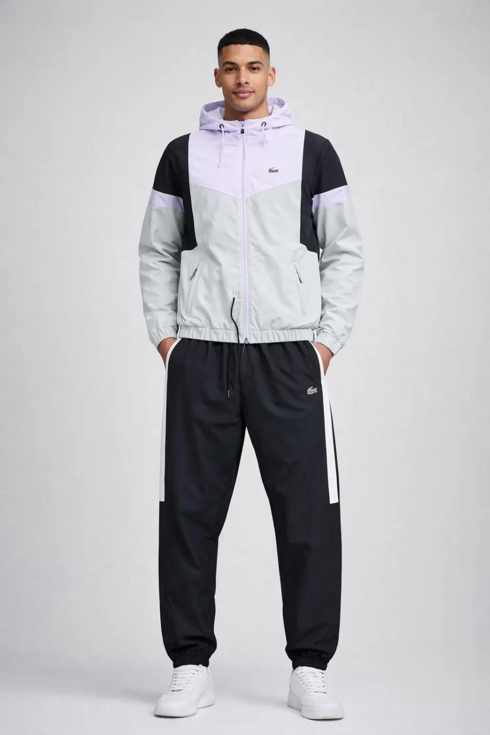 Chevron Colorblock Windbreaker — Lilac
