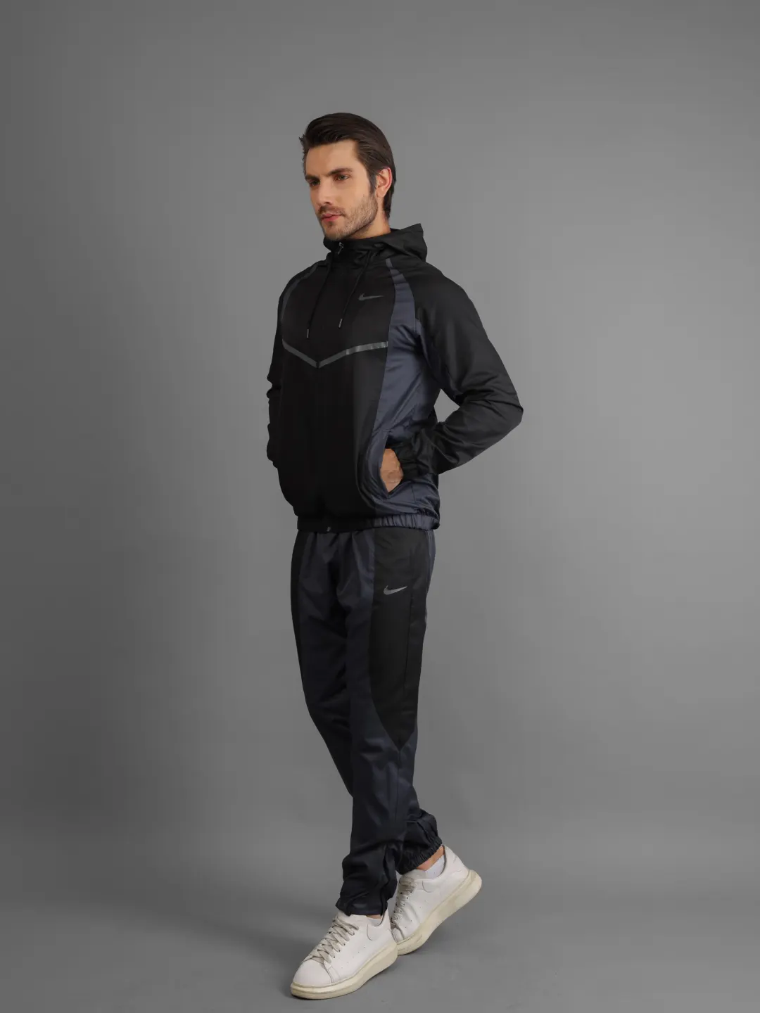 Storm Hooded Running Set — Black