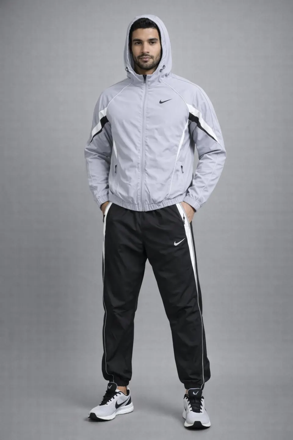 Storm Hooded Running Set — Grey