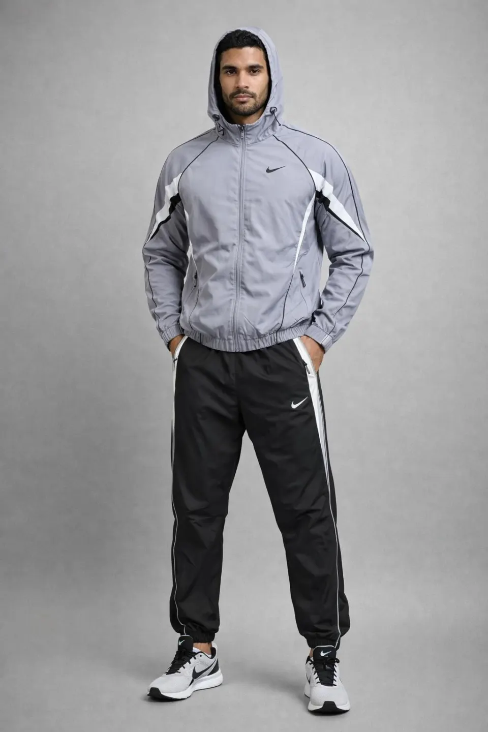 Storm Hooded Running Set — Grey